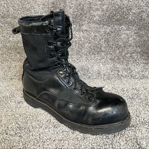 Matterhorn Mens Black Combat Boots Leather and Canvas Size 8 Wide